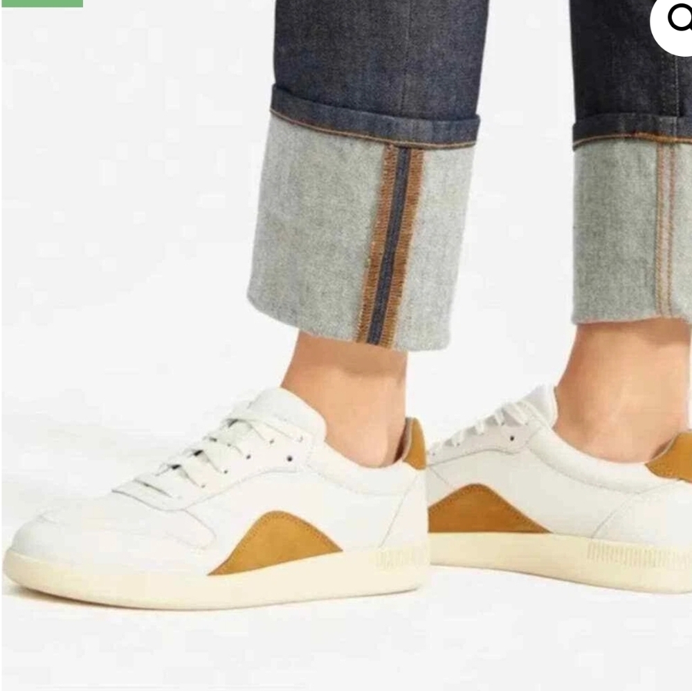 Everlane The Releather Court White Mustard Sneakers 12.5